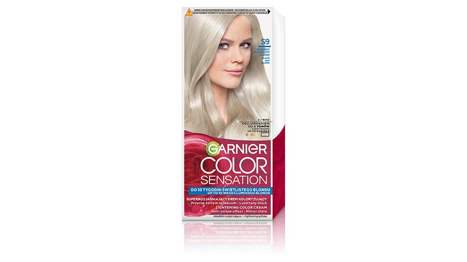Super rozjaśniający krem koloryzujący Garnier Color Sensation S9 Srebrny Popielaty Blond