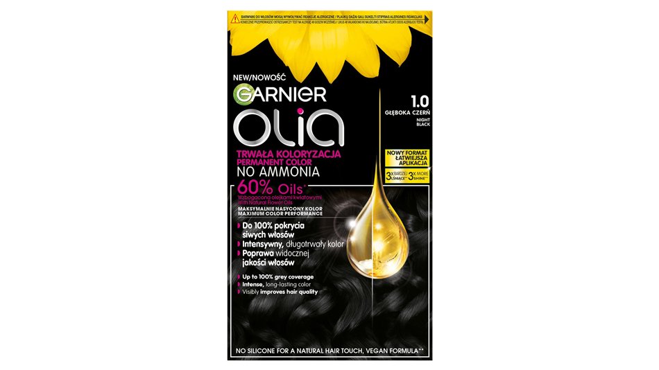 Farba do włosów Garnier Olia 1.0 Głęboka czerń