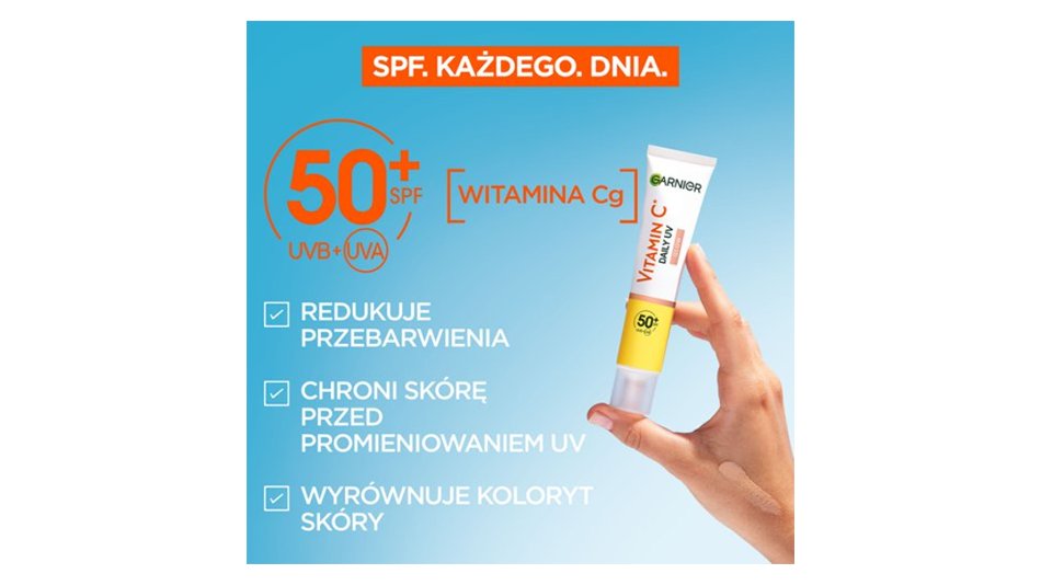 Rozświetlający krem z witaminą C i SPF50+ Garnier Vitamin C