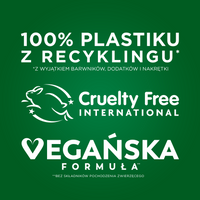 Certyfikaty i deklaracje produktu w białych napisach i logotypach, na zielonym tle