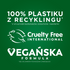 Certyfikaty i deklaracje produktu w białych napisach i logotypach, na zielonym tle