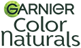 Logo Garnier Color Naturals z zielonym kółkiem, na czarnym tle