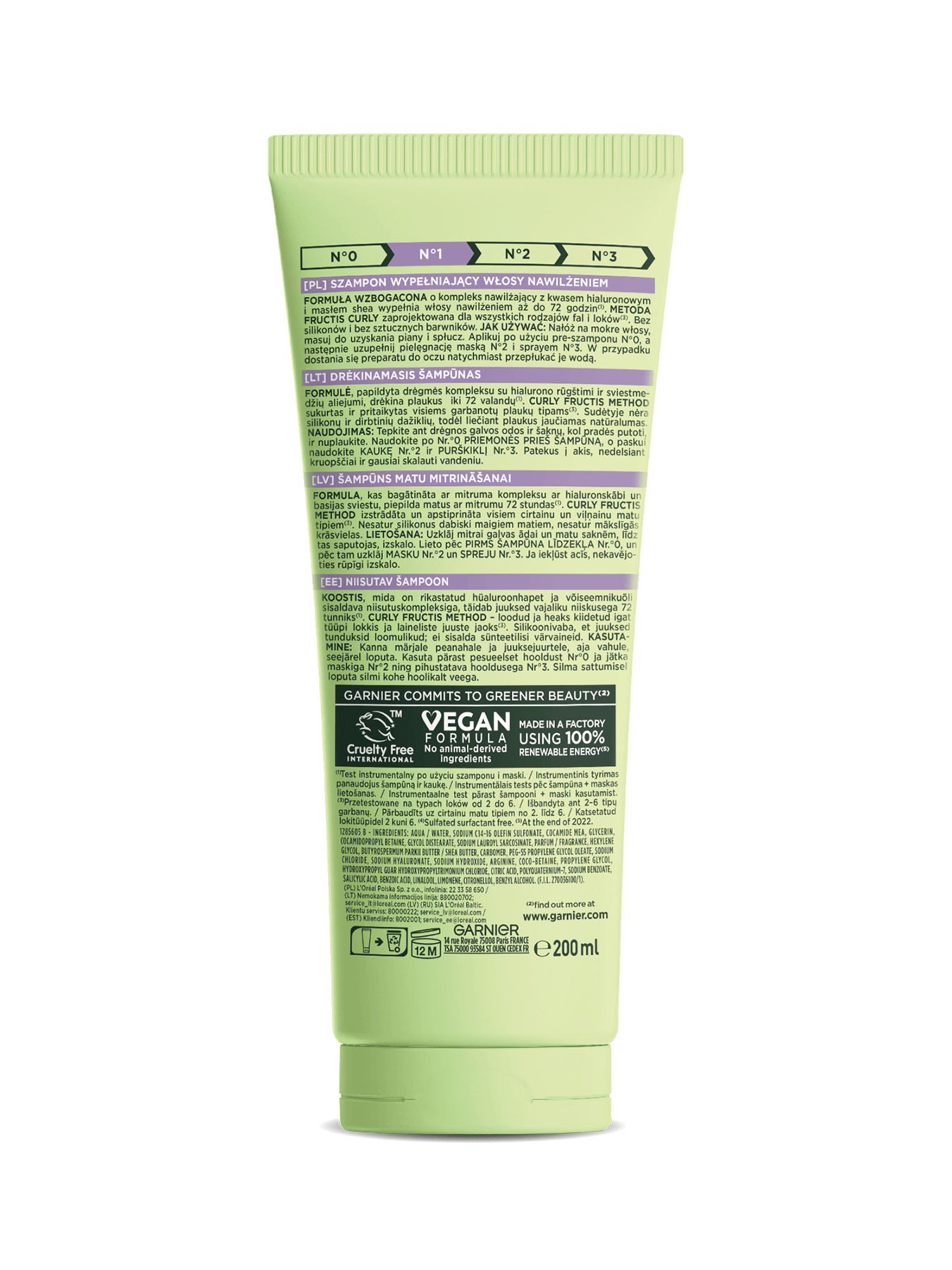 Szampon do włosów kręconych Curls Method od Garnier Fructis tył opakowania