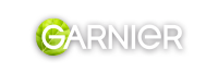 Logo Garnier z białym „G” w zielonym liściu, na ciemnym tle