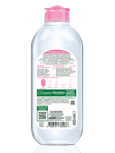 Płyn Micelarny do skóry wrażliwej 3w1 Garnier Skin Naturals 400ml