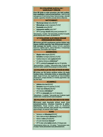 Pionowa, jasnobrązowa etykieta produktu z punktami i wartościami procentowymi