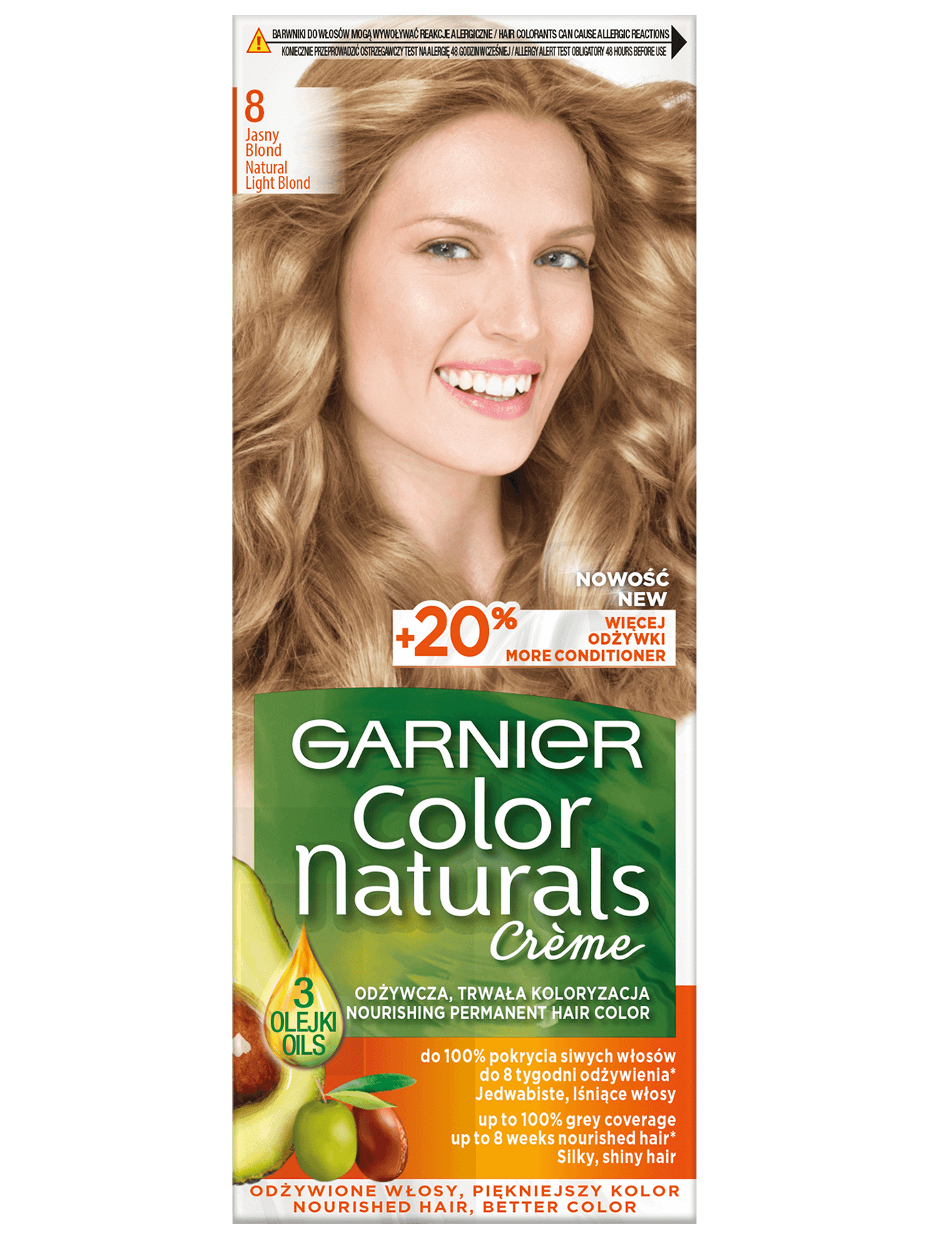Farba do włosów Garnier Color Naturals 8 Jasny Blond | Garnier
