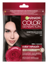 Opakowanie farby Garnier Color Sensation z modelką o ciemnych włosach i czerwoną różą
