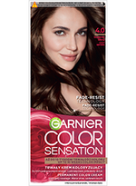 Opakowanie farby Garnier Color Sensation 4.0 Głęboki Średni Brąz z modelką