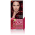 Opakowanie farby Garnier Color Sensation z modelką o ciemnoczerwonych włosach, na czerwonym tle