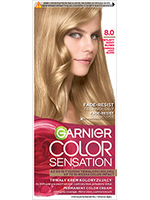 Opakowanie farby Garnier Color Sensation 8.0 Naturalny Jasny Blond z falowaną blond modelką