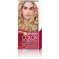 Opakowanie farby Garnier Color Sensation 9.13 z modelką o falowanych blond włosach