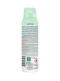 Jasnozielona puszka antyperspirantu Garnier, tylna etykieta z instrukcją i symbolem recyklingu