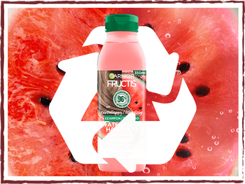 Różowa butelka szamponu Garnier Fructis Watermelon Hair Food, rewitalizujący