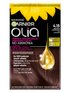 Opakowanie farby Garnier Olia 4.15 Mrożona Czekolada z kroplą olejku i słonecznikiem