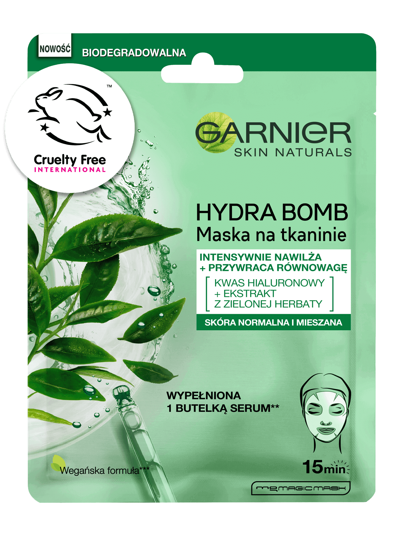 Garnier nawilżająca maska w płachcie dla skóry normalnej do mieszanej 