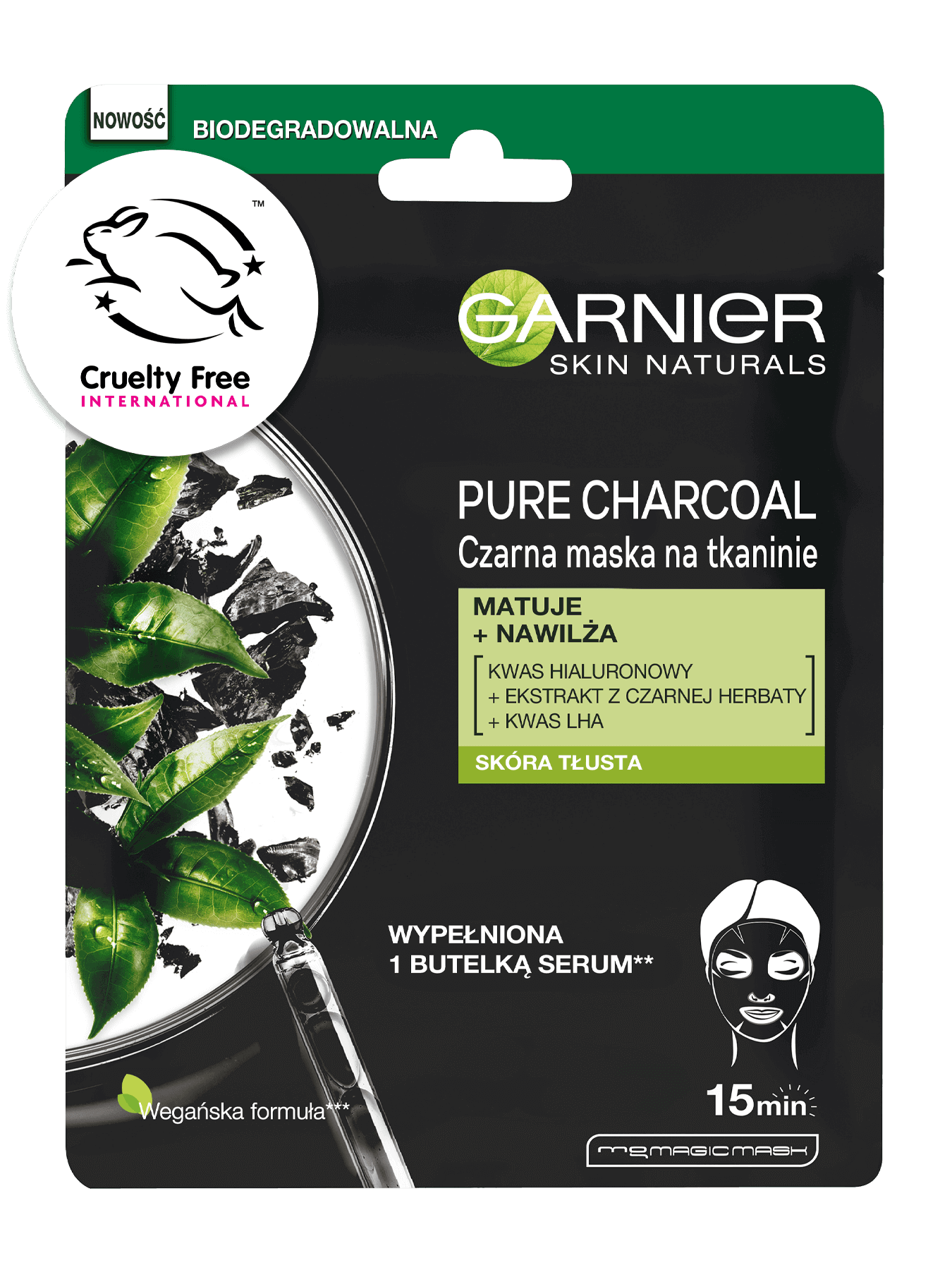 Roest Onbekwaamheid Zwaaien Węglowa maska oczyszczająca z ekstraktem z czarnej herbaty | Garnier