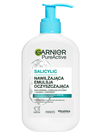 Nawilżająca emulsja oczyszczająca z niacynamidem, kwasem salicylowym, glinką i ceramidami