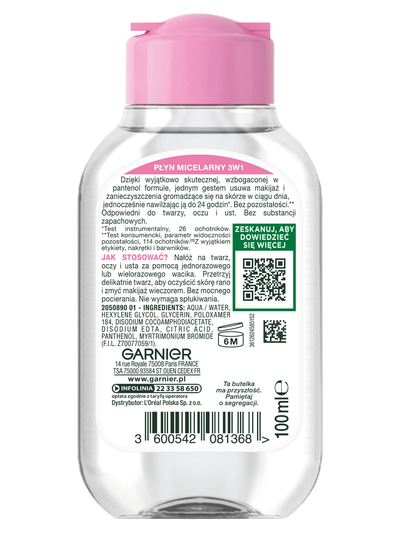Płyn Micelarny do skóry wrażliwej 3w1 Garnier Skin Naturals 100ml