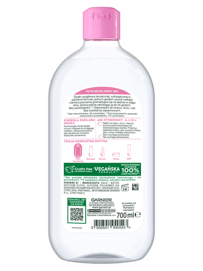 Płyn Micelarny do skóry wrażliwej 3w1 Garnier Skin Naturals 700 ml