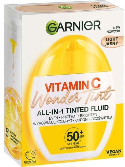 Vitamin C lekki, barwiący fluid Wonder Tint w odcieniu "jasny" o bardzo wysokiej ochronie SPF 50+