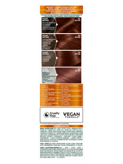 Garnier Color Naturals 4.5, Kasztanowy Brąz, odżywcza farba do włosów, do 100% pokrycia siwych włosów