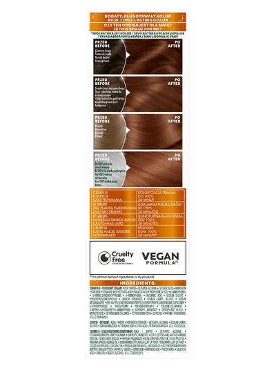 Garnier Color Naturals 5.34, Złocisty Kasztanowy Brąz, odżywcza farba do włosów, do 100% pokrycia siwych włosów