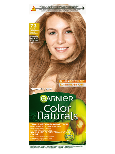 Garnier Color Naturals 7.3, Naturalny Złocisty Blond, odżywcza farba do włosów, do 100% pokrycia siwych włosów
