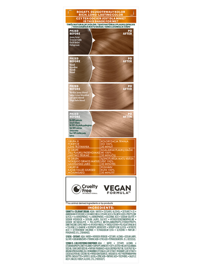 Garnier Color Naturals 7.3, Naturalny Złocisty Blond, odżywcza farba do włosów, do 100% pokrycia siwych włosów