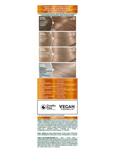 Garnier Color Naturals 8.1, Popielaty Jasny Blond, odżywcza farba do włosów, do 100% pokrycia siwych włosów