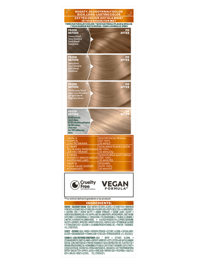 Garnier Color Naturals 8.13, Naturalny Jasny Blond, odżywcza farba do włosów, do 100% pokrycia siwych włosów