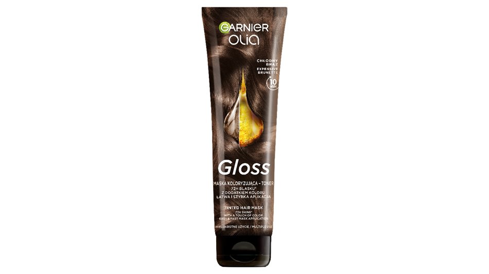 Olia Gloss Maska koloryzująca - toner o odcieniu chłodny brąz do włosów naturalnych i farbowanych