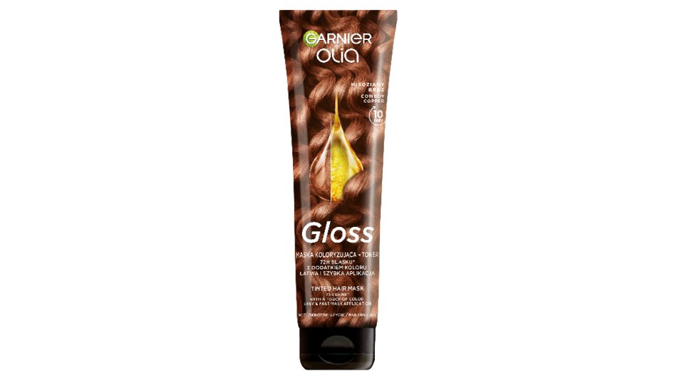 Olia Gloss Maska koloryzująca - toner o odcieniu miedziany brąz do włosów naturalnych i farbowanych