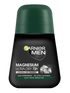 Czarna butelka dezodorantu w kulce Garnier Men Magnesium Ultra Dry 72h z ciemnozielonym kapslem