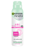 Biało-miętowa puszka dezodorantu Garnier Mineral z opisem produktu, na białym tle