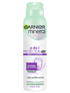 Biała puszka antyperspirantu Garnier Mineral Protection 6 z jasnozielonym kapslem, na białym tle