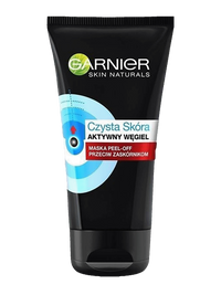 Czarna tubka maski do twarzy Garnier Skin Naturals Czysta Skóra z węglem, na białym tle