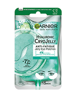 Opakowanie płatków pod oczy Garnier Hyaluronic CryoJelly z turkusowym żelem i plasterkami ogórka