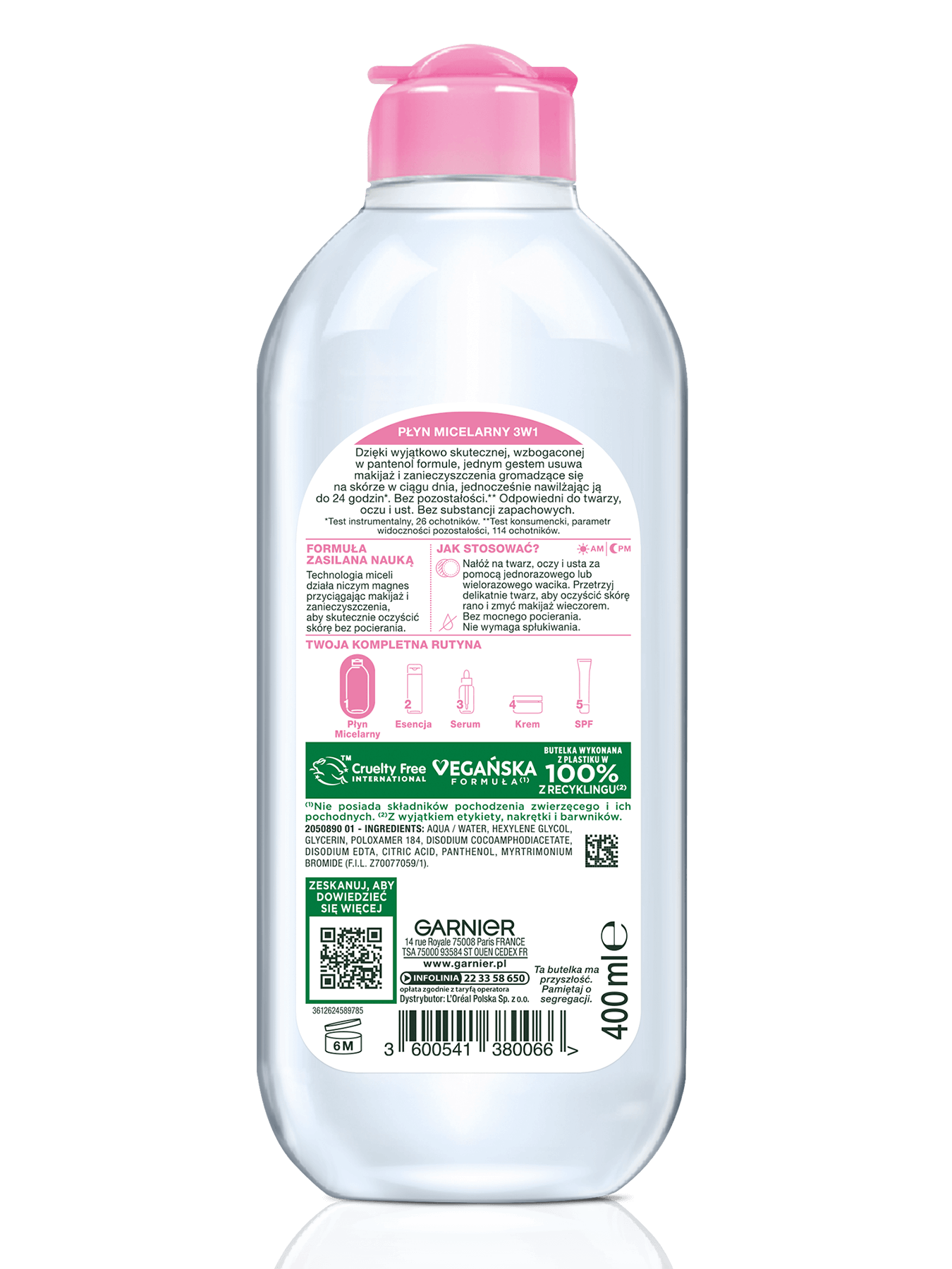 Płyn Micelarny do skóry wrażliwej 3w1 Garnier Skin Naturals 400ml